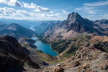 Fototapeta premium Crystalline Cliff Edge And Ice Sheet Summits Scenery 