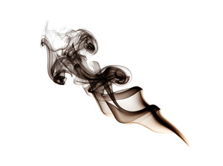 Abstract smoke swirl design brown and white on black background, Isolated On Transparent Background