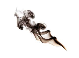 Abstract smoke swirl design brown and white on black background, Isolated On Transparent Background