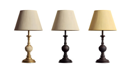 Obraz premium Three decorative lamps with different shades isolated against a transparent background