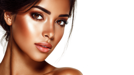 A captivating portrait of a serene woman her hair adorned with a single beautiful flower embodying a connection to nature's simple elegance and tranquil gracefulness.