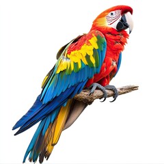 Obraz premium Vibrant parrot perched on branch, colorful plumage