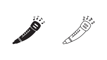 Microphone icon with music notes with transparent background