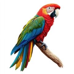Obraz premium Colorful parrot perched on branch, vibrant plumage