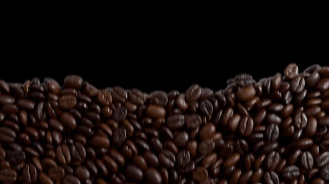 Coffee Beans Transition with Alpha on Transparent Background. 3D rendering