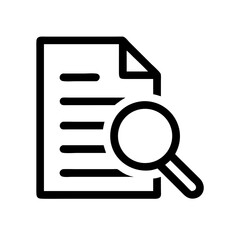 Document with text and a folded corner being examined with a magnifying glass in black and white style