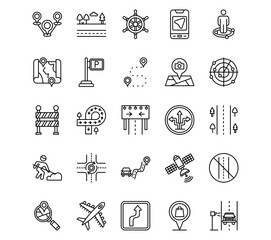 Map and Navigation Line Vector Icons