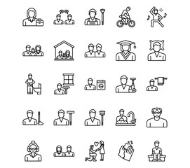 Fototapeta premium Housekeeping Line Vector Icons