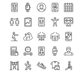 Workout App Line Vector Icons