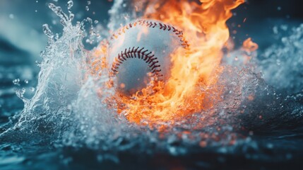Dramatic baseball action with flaming speed and aquatic splash effects