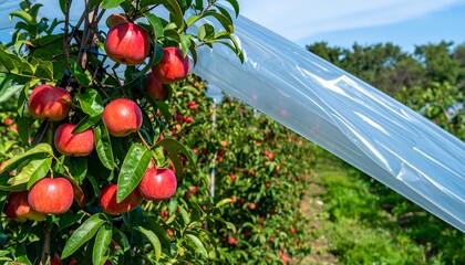 Apples ripening under plastic
