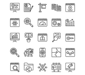 Online Marketing Line Vector Icons