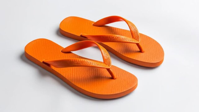 Orange flip-flops on a white background