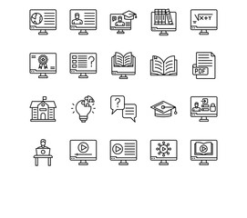 Online Education Line Vector Icons
