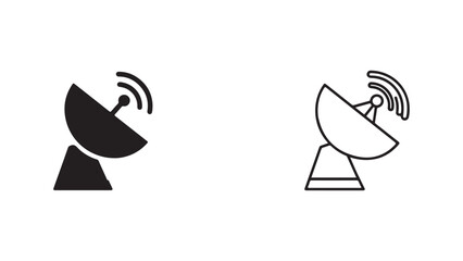 Satellite dish icon in black and white