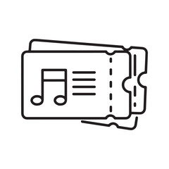 Music Event Tickets Line Icon, Concert Admission Pass Graphic

