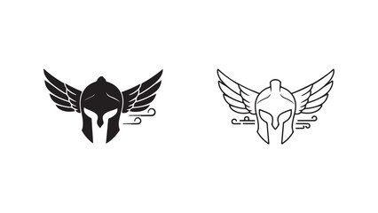 Spartan helmet with wings icon with transparent background