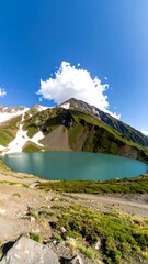 Mountain lake with snow-capped peaks