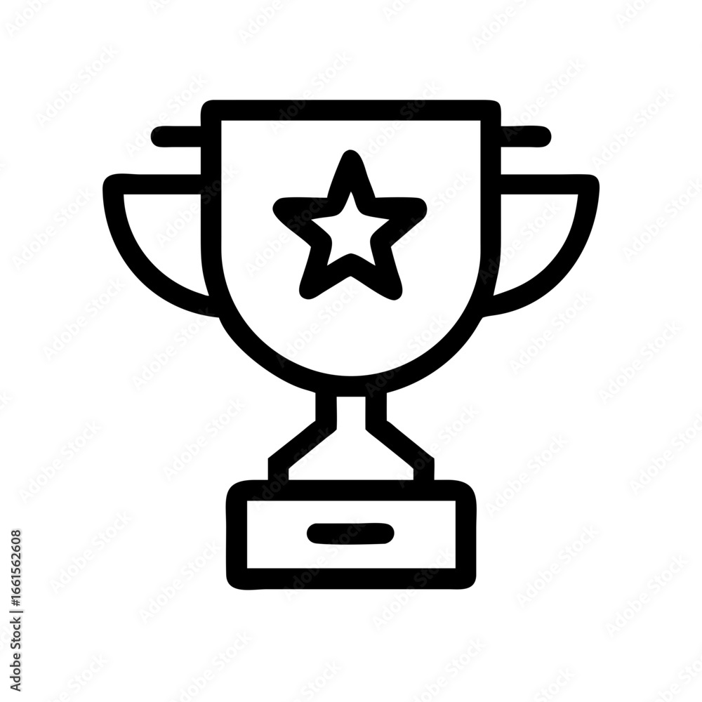Aufkleber black outline of a trophy with handles and a star on the front, sitting on a rectangular base and pe