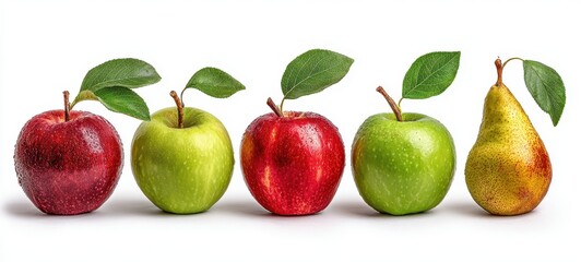 The colorful assortment of apples and pear showcasing freshness and vibrancy.