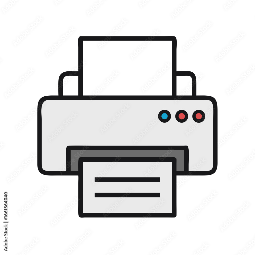 Poster printer vector illustration office equipment printing machine document output device for home and bu