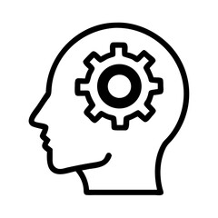 Head with gear brain thinking process innovation problem solving strategy mind intelligence concept idea