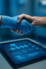 Medical handshake healthcare technology digital health innovation collaboration concept
