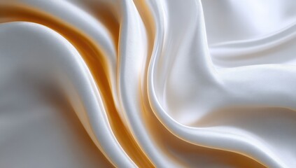 Obraz premium Soft, flowing cream-colored silk fabric with subtle gold highlights