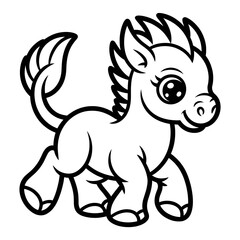 Obraz premium Adorable cartoon horse silhouette line art design cute equine creature with big eyes royalty free stock photos premium quality