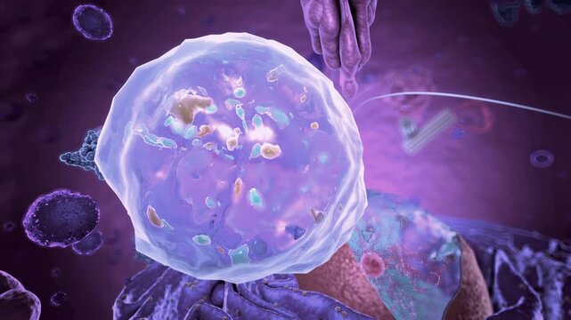 Eukaryote, focus on a vacuole - 3d illustration