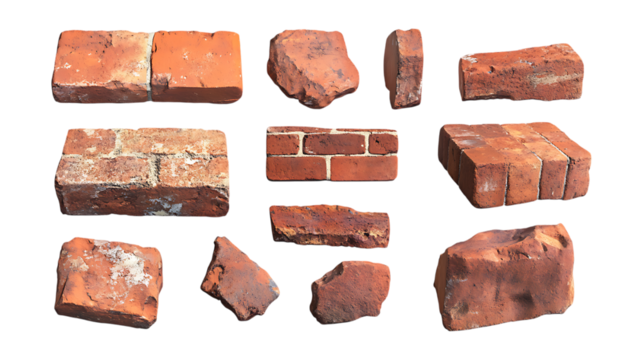 Red Bricks Texture Fragments Construction Detail