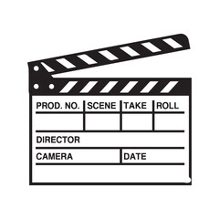 Obraz premium Movie Clapperboard Icon, Film Production Slate Vector Illustration 