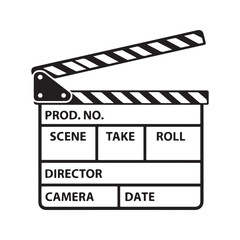 Obraz premium Movie Clapperboard Icon, Film Production Slate Vector Illustration 
