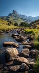 Fototapeta premium Mountain stream flowing through a valley