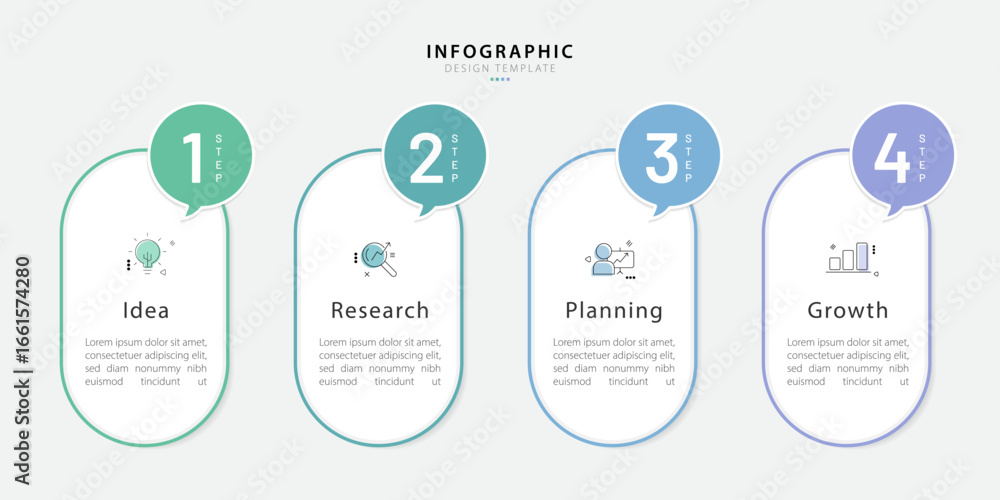 Poster infographic template. 4 step timeline journey, flat simple infographics design template. presentatio