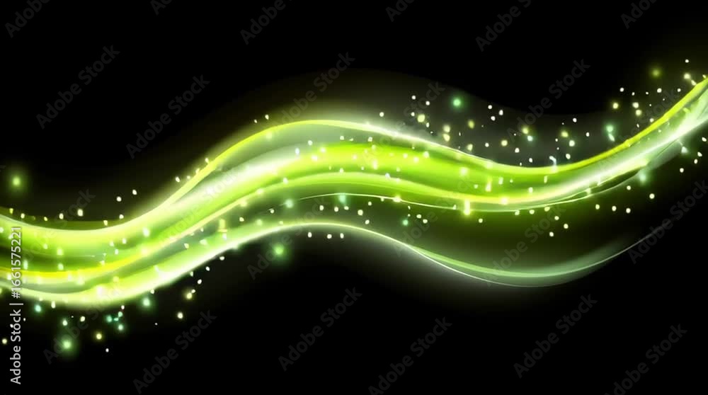 Poster a visually stunning abstract green wave background illustration with flowing lines and dynamic energ