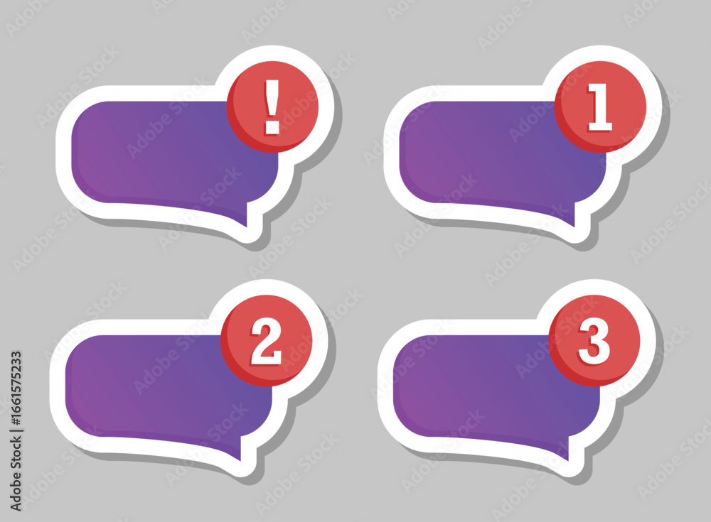 Poster new message sticker icon set collection in flat style. incoming inbox email vector illustration on i