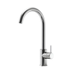 Elegant chrome kitchen faucet with modern design and sleek handle for contemporary home interiors on transparent background