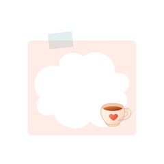 Tea cup note card with blank cloud shape