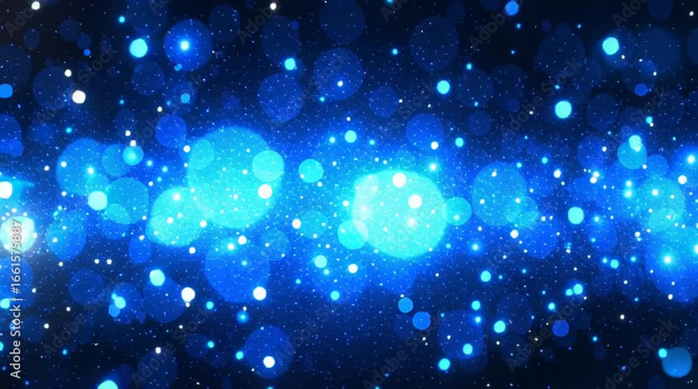Poster abstract deep blue bokeh lights background with glowing particles and soft blur effect for festive c
