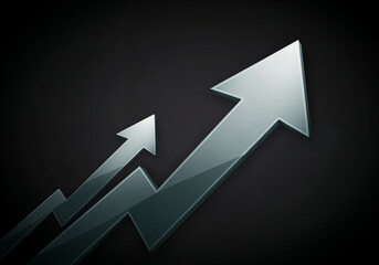3d render glossy illustration of upward pointing arrows symbolizing financial growth or progress. Ensuring a professional and dynamic look for business success.