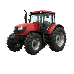 Obraz premium Red Tractor Isolated on White Background