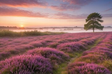 Farbenpracht der Heidebl&uuml;te &ndash; Bl&uuml;hende Heidelandschaft mit Besenheide, nat&uuml;rliche Farbenvielfalt