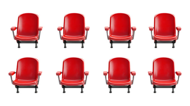 Eight Red Theater Seats Cinema Seating Arrangement Auditorium Chairs