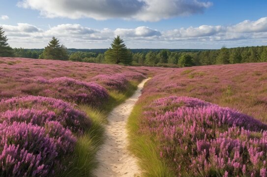 Farbenpracht der Heidebl&uuml;te &ndash; Bl&uuml;hende Heidelandschaft mit Besenheide, nat&uuml;rliche Farbenvielfalt