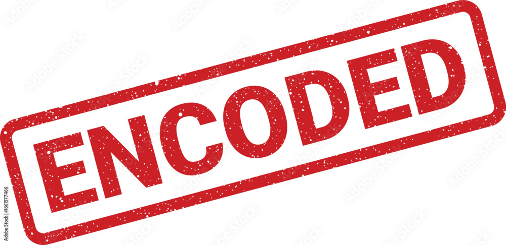Poster grunge encoded rubber stamp effect with rectangular frame for data security needs