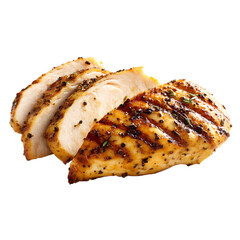  grilled chicken breast slices on transparent background