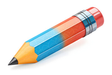 3D Glossy Pencil Icon in Glashiar Skin Style, Creative Education Tool