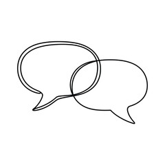 Fototapeta premium Two interconnected speech bubbles in a minimalist line drawing