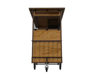 Premium Mobile Fried Food Cart and Fryer Station PNG: Stylish Wooden Design with Glass Display, perfect for Catering and Street Food Sales. Ideal Small Business Opportunity, isolated for E-commerce